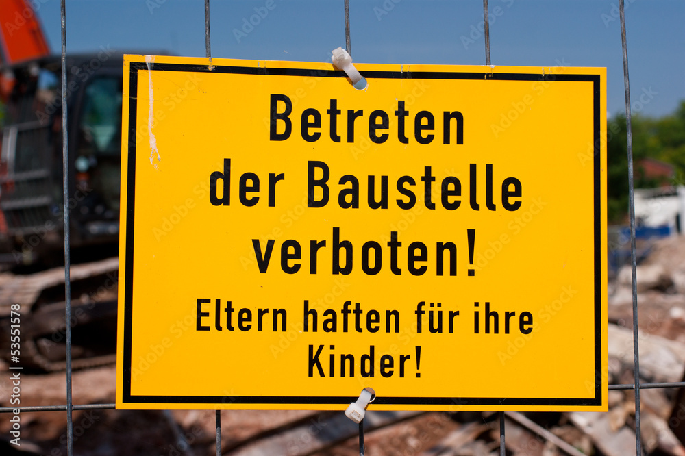 Fototapeta premium Baustellenschild