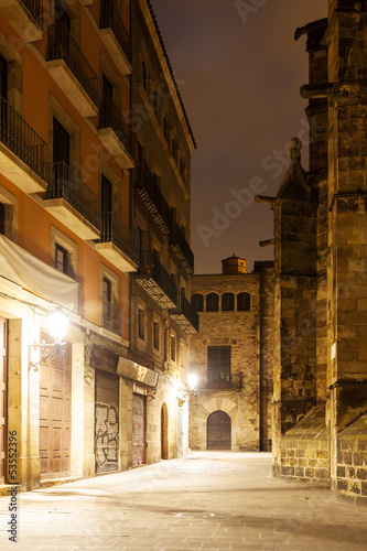 night view of Gothic Quarter. Barcelona
