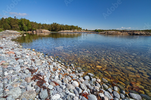 Pebble beach in Stockholm a...