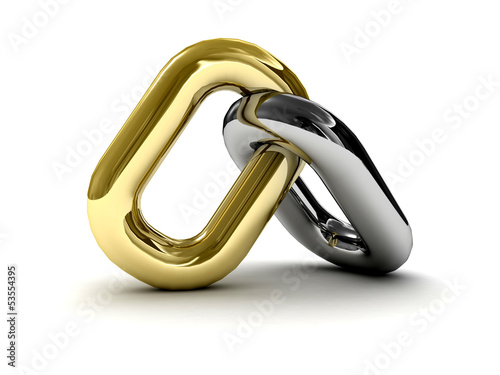 Chain link isolated on white background.