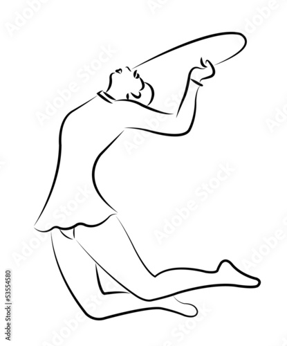 gymnast girl performing, vector