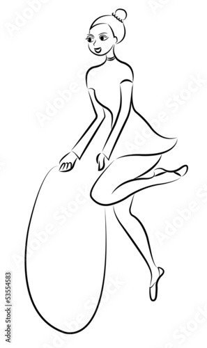 gymnast girl performing, vector