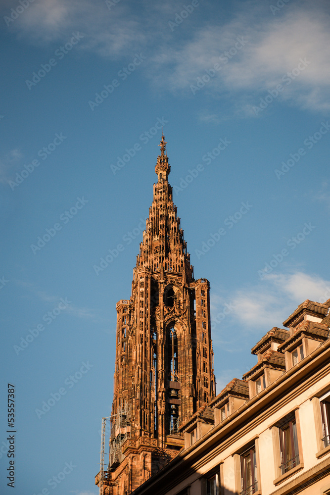 Strasbourg Cathedral tower on a bright sunny day Strasbourg Cathedral tower on a bright sunny day