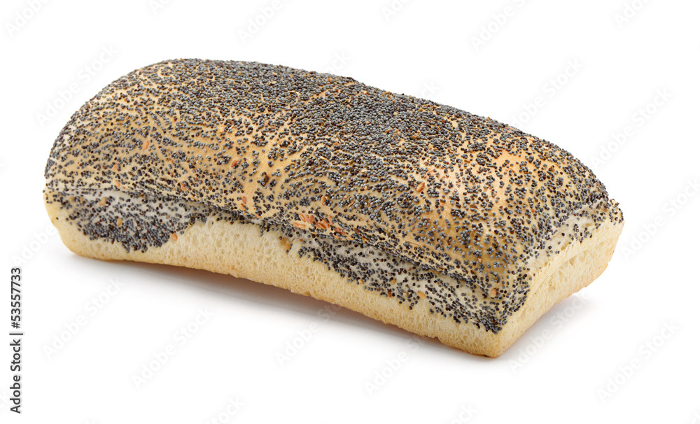 Loaf of bread with poppy seeds isolated on white background Loaf of bread with poppy seeds isolated on white background