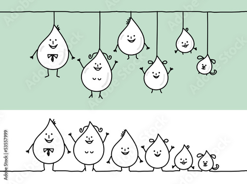 funny family & water drops