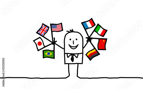 businessman & flags 