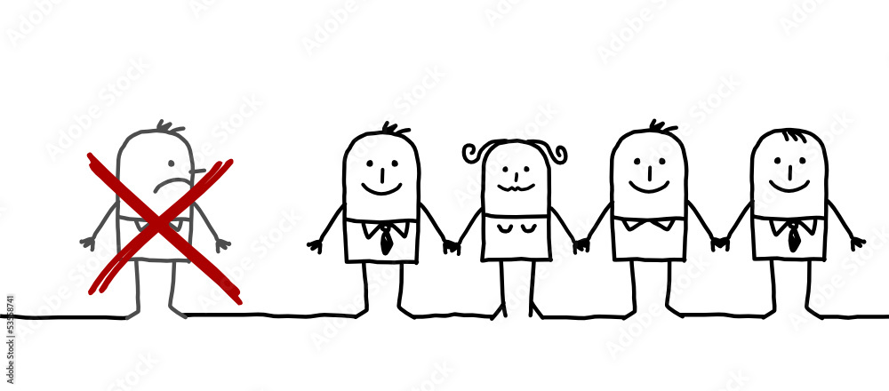 Obraz premium united group & excluded man 