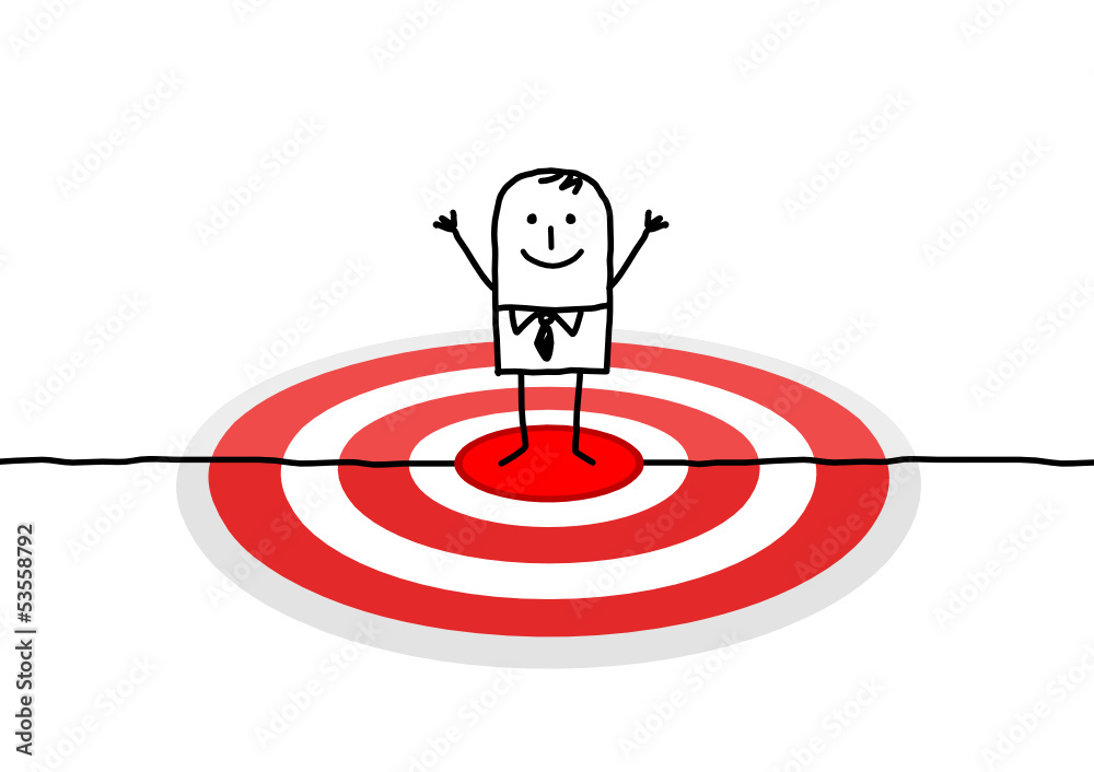 man on big red target 