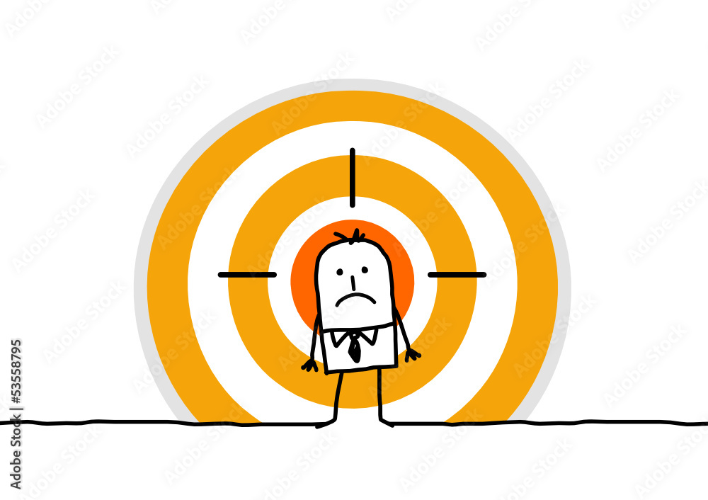 man on a yellow target 
