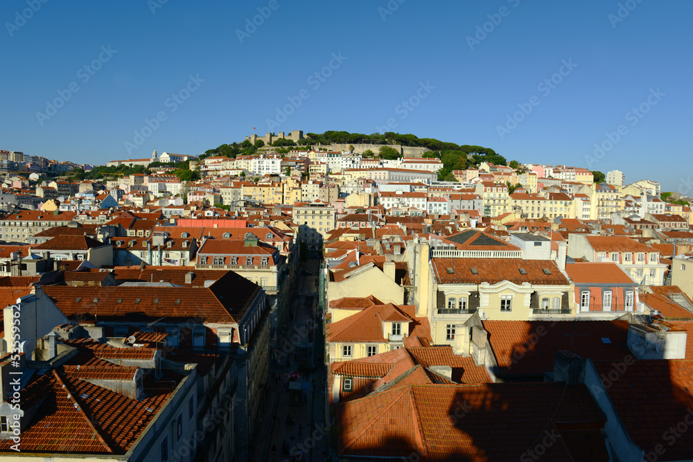 Castle of Sao Jorge and Alfama district in Lisbon, Portugal