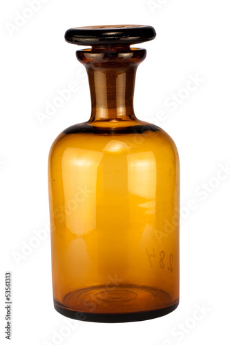 Old brown medicine bottle isolated