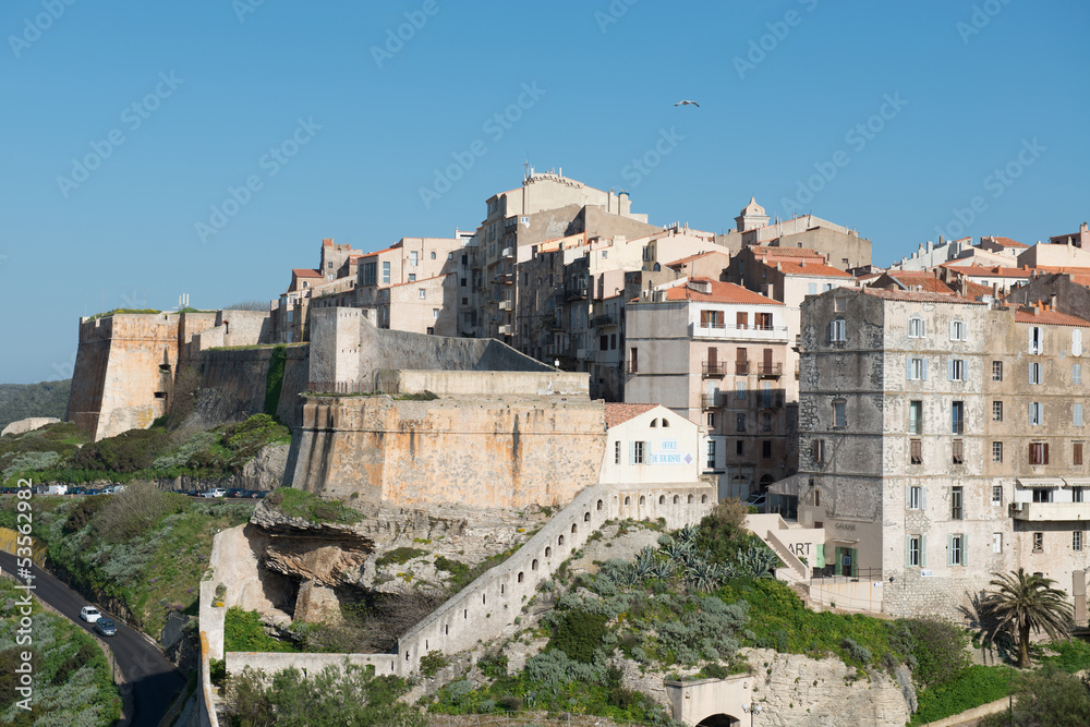 Rampart of the old town of Bonifacio, Corsica France