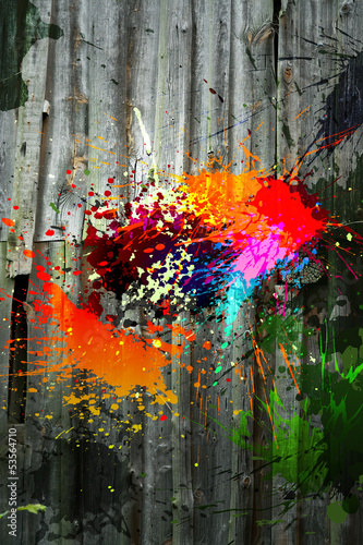 ink splatter on wooden facade © Shutter81