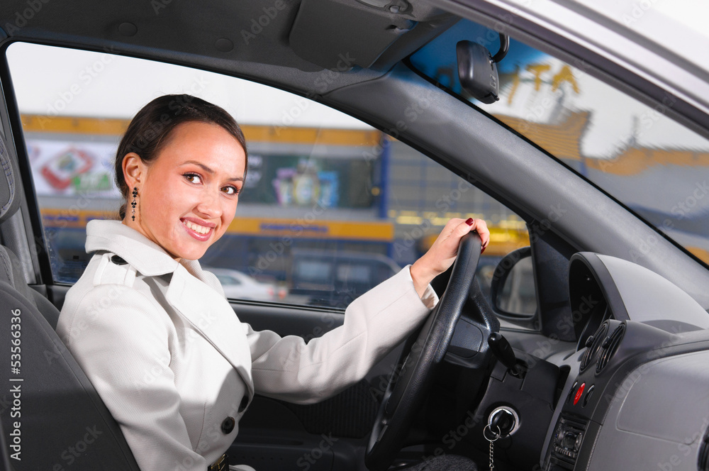 business woman in a car