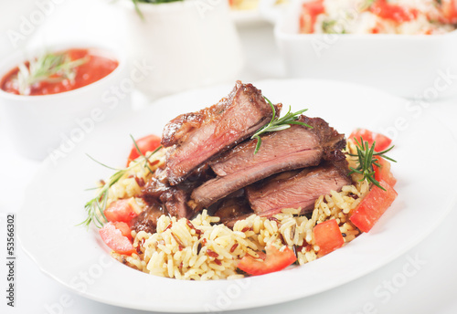 Roasted ribs with risotto