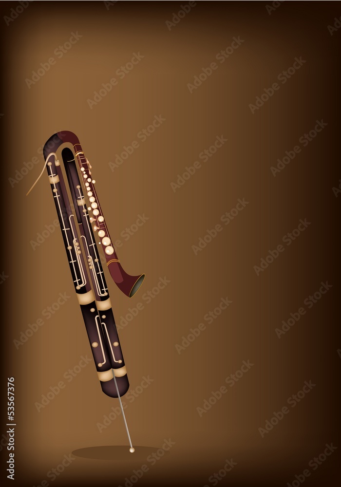 Naklejka premium A Classical Contrabassoon on Dark Brown Background