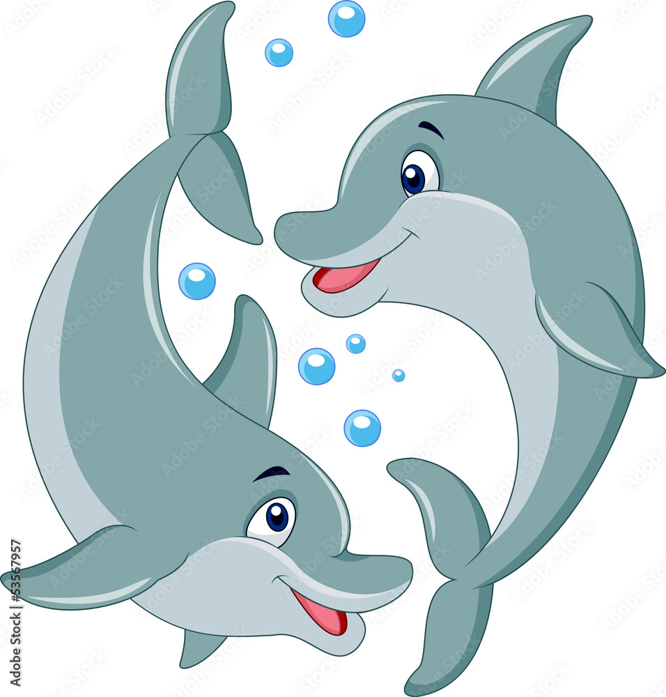 Naklejka premium Cute dolphin couple cartoon