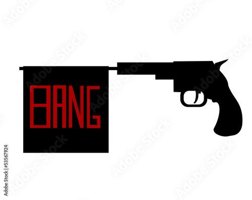 vintage gun with bang flag