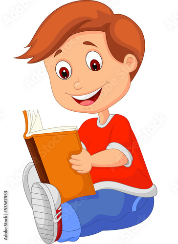 Young boy reading book