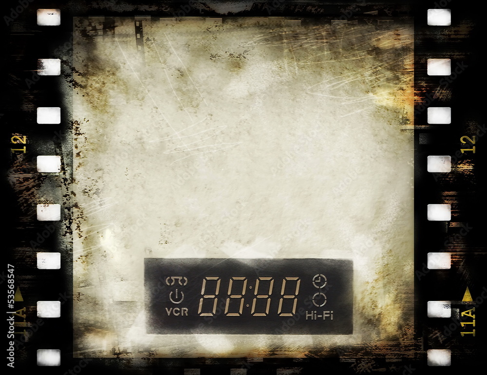 blank old grunge film strip frame with dvd digital clock blank old grunge film strip frame with dvd digital clock
