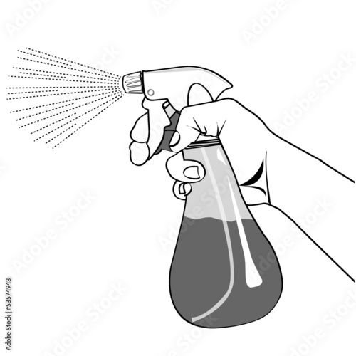 hand holding Spray bottle  outline vector