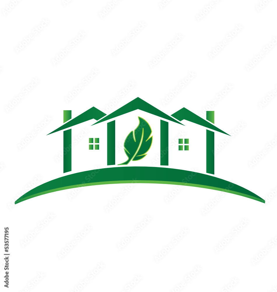 Fototapeta premium Green House ecology concept recycling logo vector