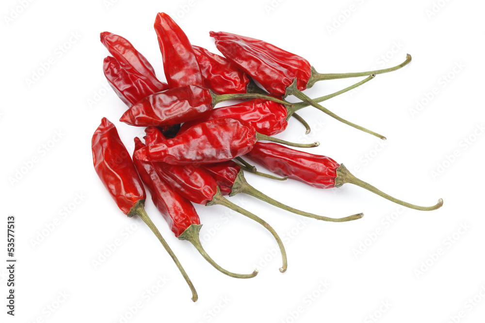 Dried Red hot Chilli Pepper on white Background Dried Red hot Chilli Pepper on white Background