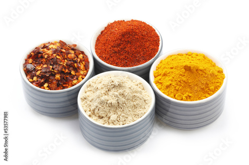 Variety of Raw Authentic Indian Spice Powder