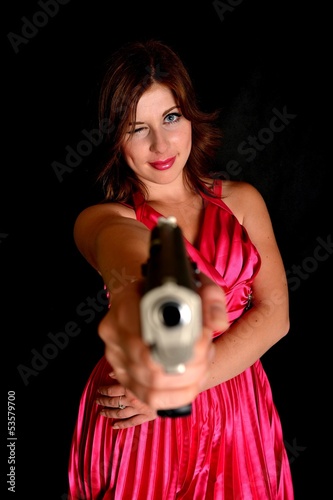 beautiful sexy girl holding gun photo