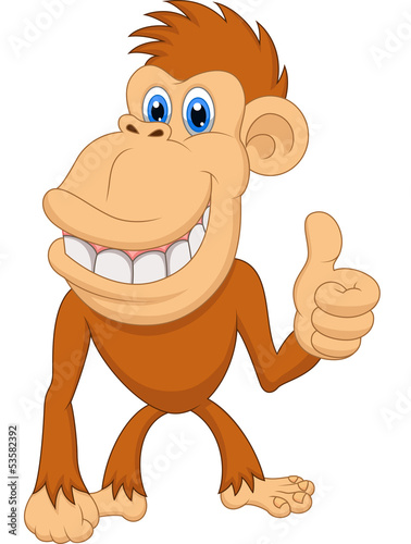 Cute monkey cartoon with thumb up