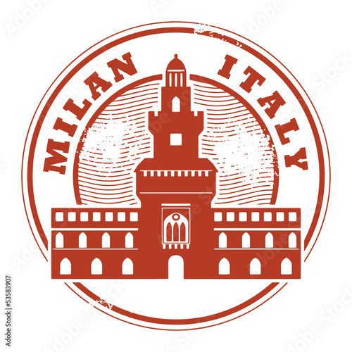 Grunge rubber stamp with words Milan, Italy inside, vector