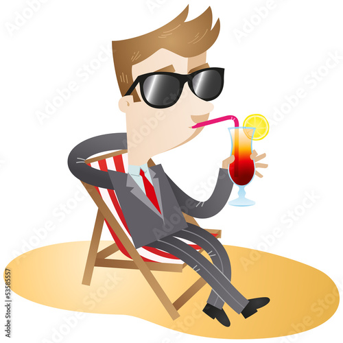 Businessman, vacation, cocktail, relaxing