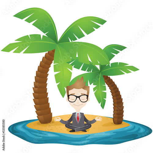 Businessman, beach, vacation, yoga, relaxing