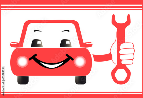 background for auto service station with car hand spanner