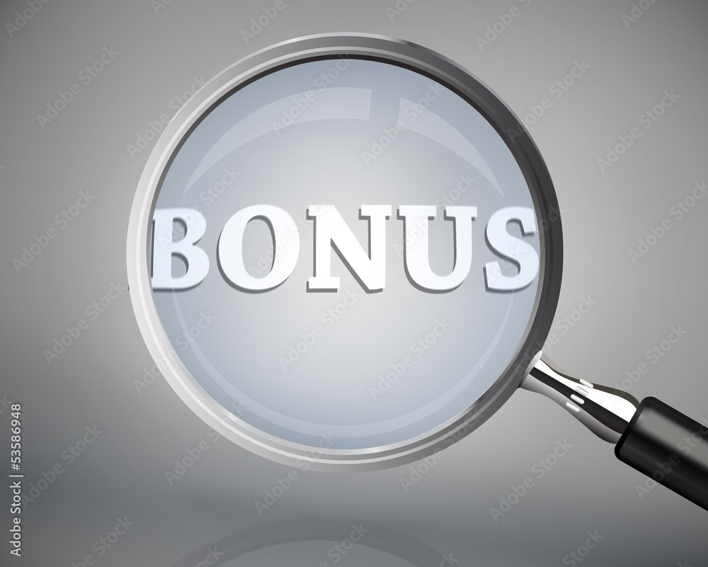 Magnifying glass showing bonus word in white Magnifying glass showing bonus word in white