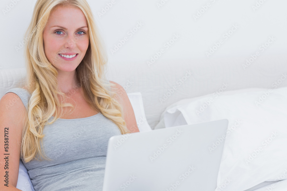 Pretty blonde woman using her laptop Pretty blonde woman using her laptop
