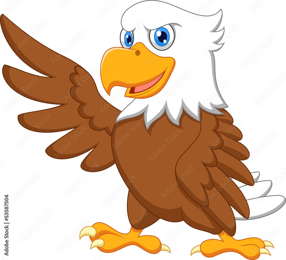 Naklejka premium Eagle cartoon waving