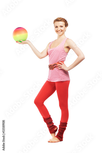 Beautiful sporty woman with aerobic ball © Amelia Fox