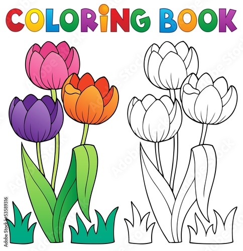 Fototapeta Naklejka Na Ścianę i Meble -  Coloring book with flower theme 4
