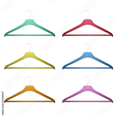 Colorful hangers isolated on white. Vector design
