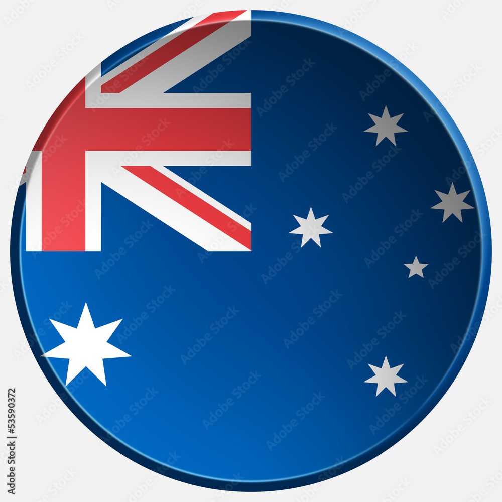 australia 3d round button on white background australia 3d round button on white background
