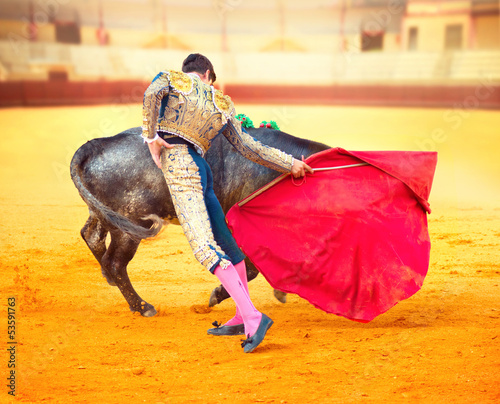 Corrida. Matador Fighting in a typical Spanish Bullfight