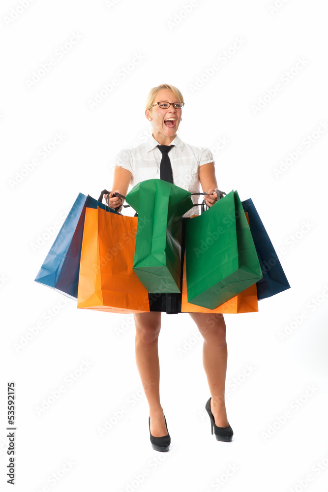 Frau im Kaufrausch