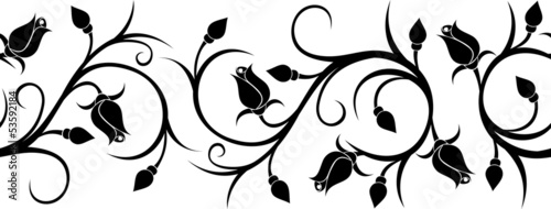 Horizontal seamless pattern with rose buds. Vector illustration.