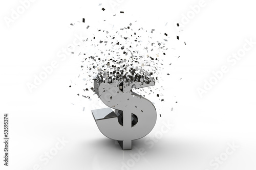 3D dollar currency symbol exploding photo