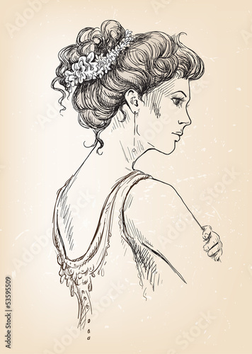 Beautiful girl. Bride. Bridal hair.