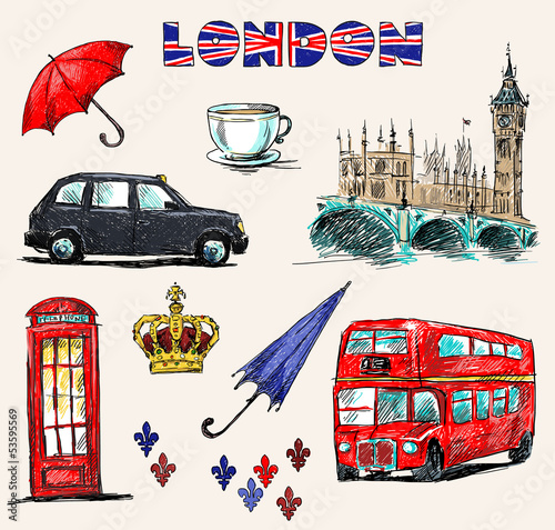 London symbols. Set of drawings.