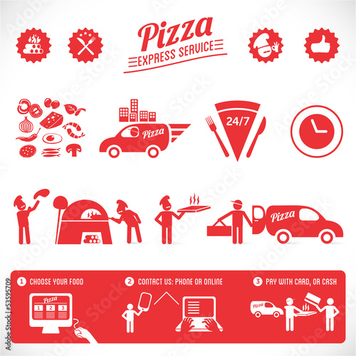 pizza graphic elements, online service, food order