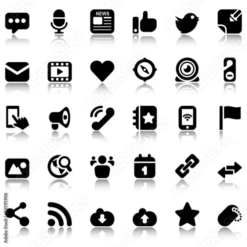 social media black icons with reflex