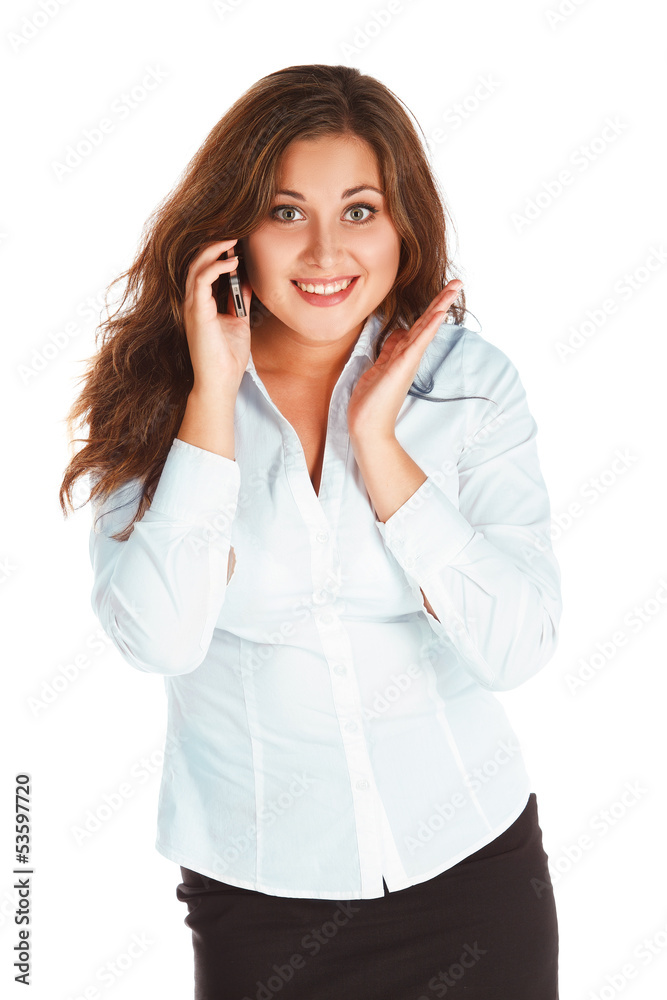 Charming young businesswoman isolated on white background Charming young businesswoman isolated on white background
